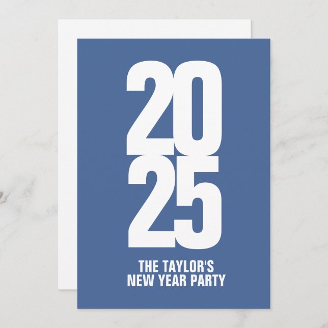 Neues Party oder Ereignis Typografisch blau weiß Einladung (Vorne/Hinten)