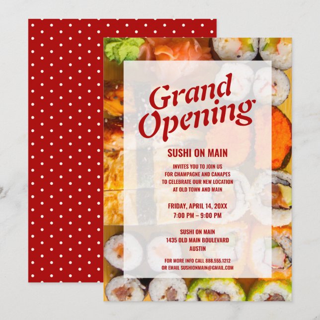 Neues Restaurant Grand Opening| Sushi Seafood Einladung (Vorne/Hinten)