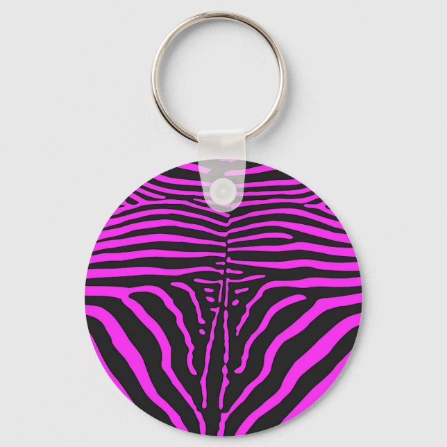 Neues rosa Schwarz Zebra Print-Zubehör - anpassen Schlüsselanhänger (Vorderseite)