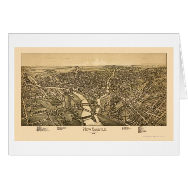 Neues Schloss, panoramische Karte PAs - 1896 (Vorderseite (Horizontal))