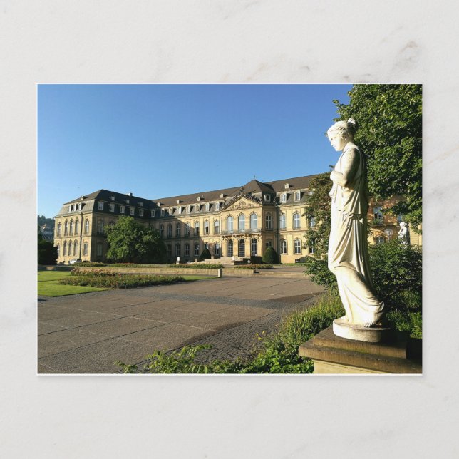 Neues Schloss Stuttgart - Seitenflügel mit Statuen Postkarte (Vorderseite)