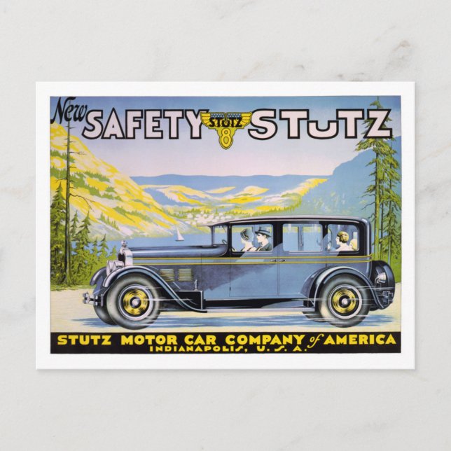 Neues Sicherheits-Stutz-Vintage-Poster Postkarte (Vorderseite)