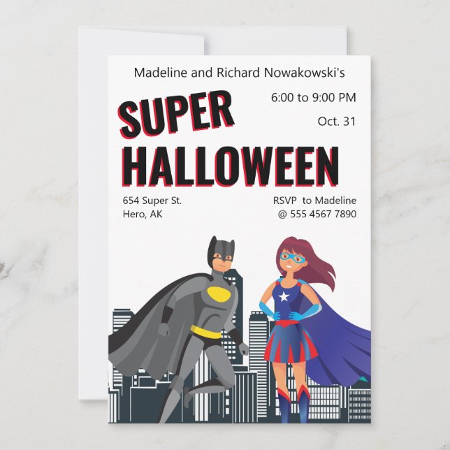 Neues Superherd Kids Halloween-Party Niedlich Valu Einladung (Vorderseite)