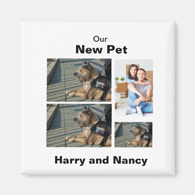 Neues Tier benutzerdefiniert 4 FotoCollage Magnet (Vorne)