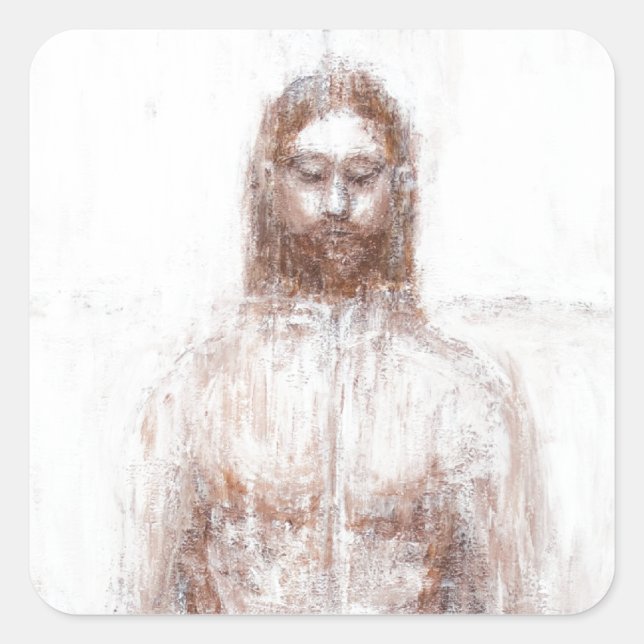 Neues Turin-Schleier (Moderner Realismus Jesus) Quadratischer Aufkleber (Vorderseite)