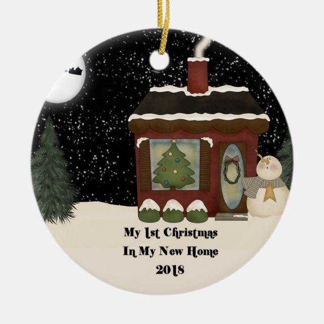 Neues Weihnachten des Zuhause-2018 Keramik Ornament (Vorne)