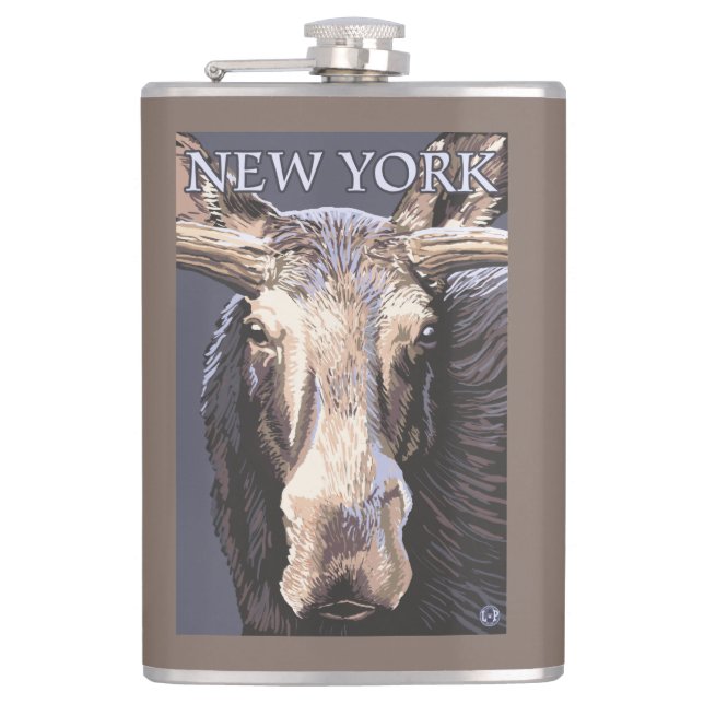 Neues YorkMoose herauf nahes Flachmann (Vorderseite)