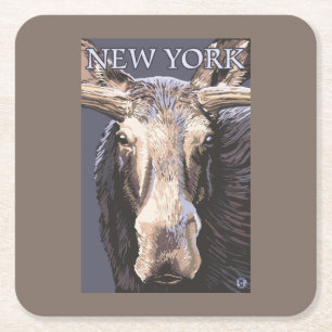 Neues YorkMoose herauf nahes Rechteckiger Pappuntersetzer