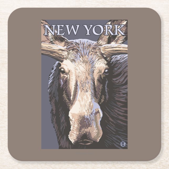 Neues YorkMoose herauf nahes Rechteckiger Pappuntersetzer (Vorderseite)