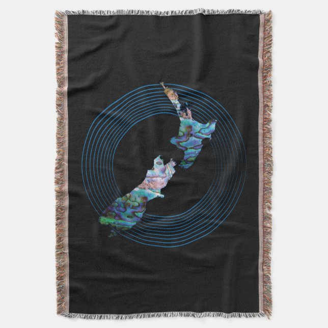 NEUES ZEALAND MAP RINGS PAUA DECKE (Vorderseite Vertikal)