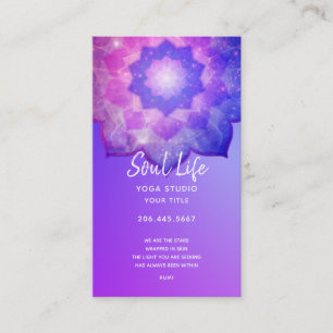 Neues Zeitalter   Violet Lotus Mediation Mandala Visitenkarte