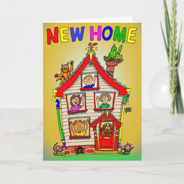 Neues Zuhause Cartoon House Karte (Vorderseite)