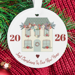 Neues Zuhause erstes Haus rustikal süß floral Fami Ornament