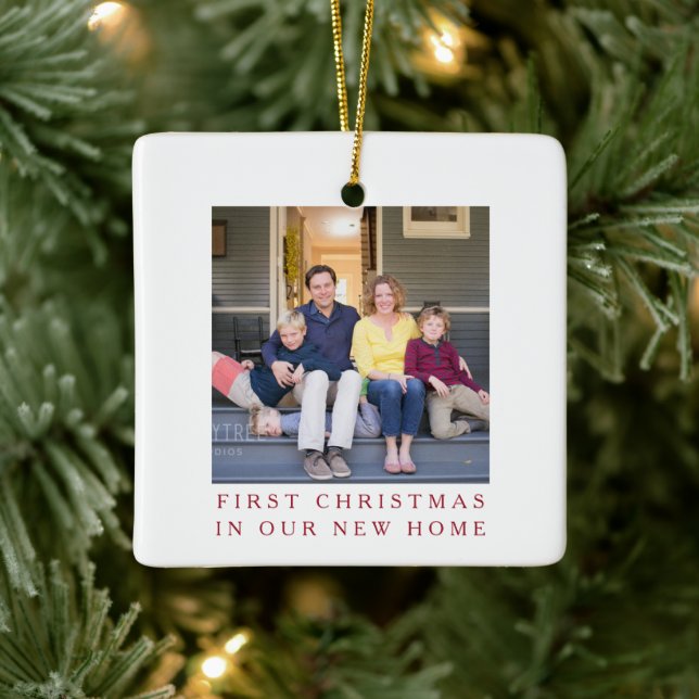 Neues Zuhause-Foto für Weihnachten Keramikornament (Baum)