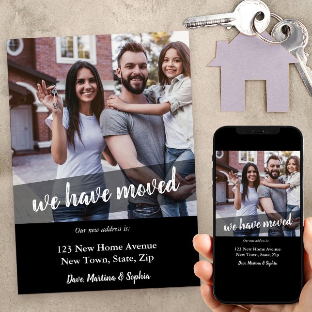 Neues Zuhause-Foto Wir haben Brush-Script-Overlay  Ankündigung (Von Creator hochgeladen)