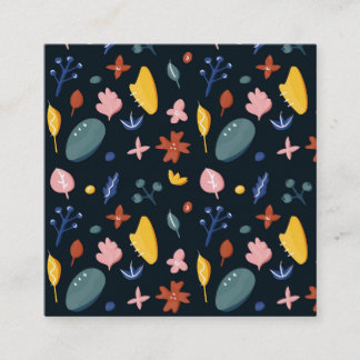 Neues Zuhause-Geschenk | Nahtlose Abstrakte Blume Quadratische Visitenkarte