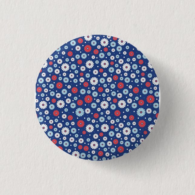 Neues Zuhause-Geschenk | Rote und weiße Flora Button (Vorderseite)