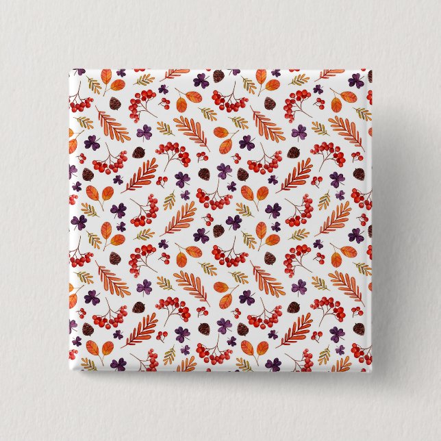 Neues Zuhause Geschenk Wasserfarbe Viburni Berries Button (Vorderseite)