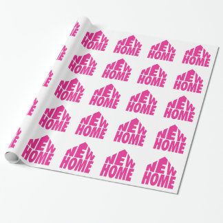 Neues Zuhause im rosa Verpackungs-Papier Geschenkpapier