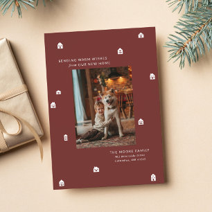 Neues Zuhause modernes zweifoto-marunes Weihnachte Feiertagskarte