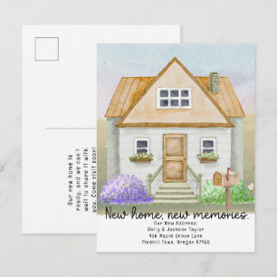 Neues Zuhause - Neue Adresse Aquarell-Haus Ankündigungspostkarte