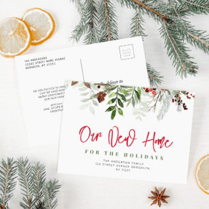 Neues Zuhause-Skript für Feiertage Neue Adresse Postkarte