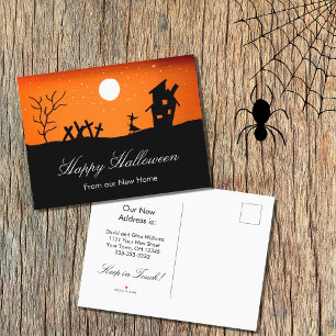 Neues Zuhause Spuk House Halloween Ankündigungspostkarte