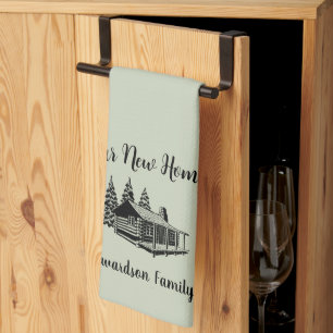Neues Zuhause Umzug in ein neues Haus Familienname Geschirrtuch