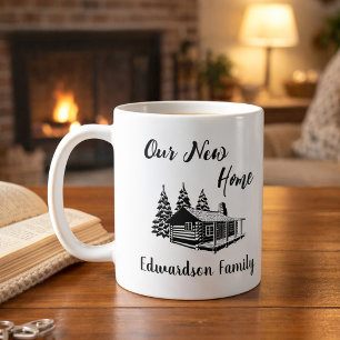 Neues Zuhause Umzug in ein neues Haus Familienname Kaffeetasse