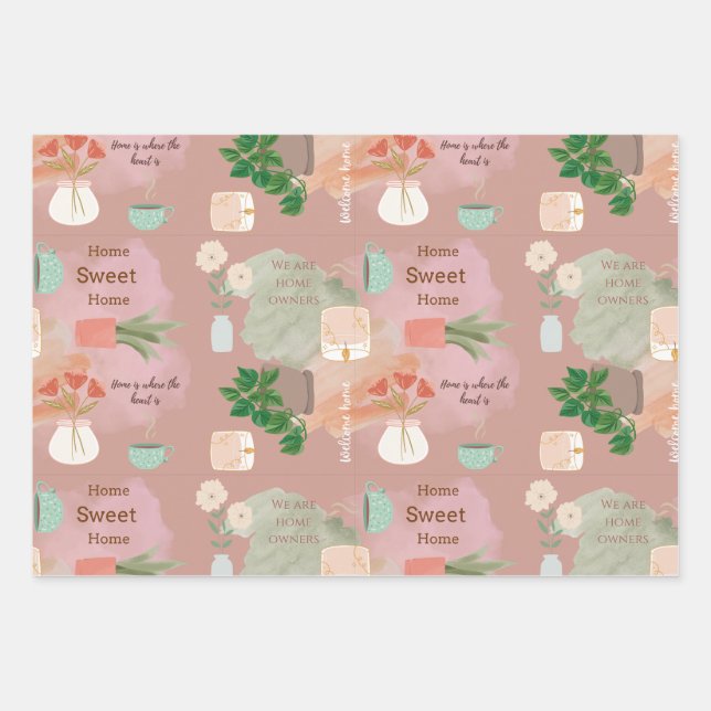 Neues Zuhause Wrapping Paper Flat Sheet Set 3 Geschenkpapier Set (Vorderseite)