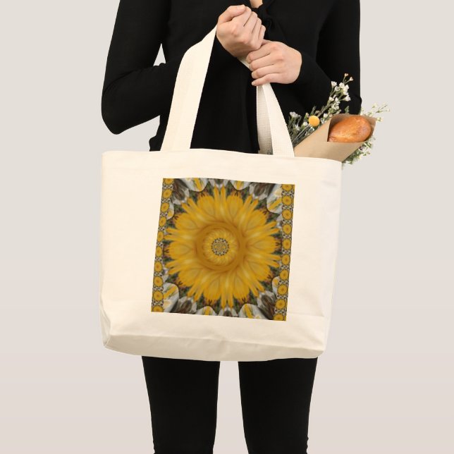 Neueste afrikanische Traditionelle Sonnenblumenkun Jumbo Stoffbeutel (Vorderseite (Produkt))