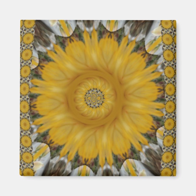 Neueste afrikanische Traditionelle Sonnenblumenmus Magnet (Vorne)