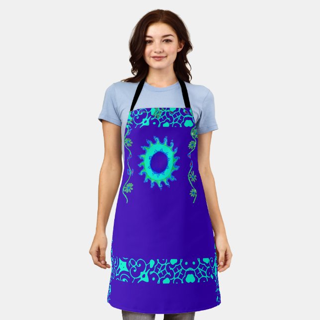 Neueste Christime elegante blaue Woche Blumen Schürze (Getragen)
