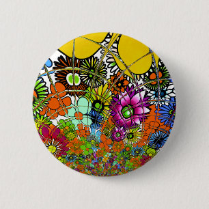 Neueste farbenfrohe atemberaubende Blumenmuster-De Button