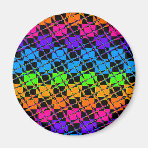 Neueste kantige, farbenfrohe karierte Regenbogen-M Magnet