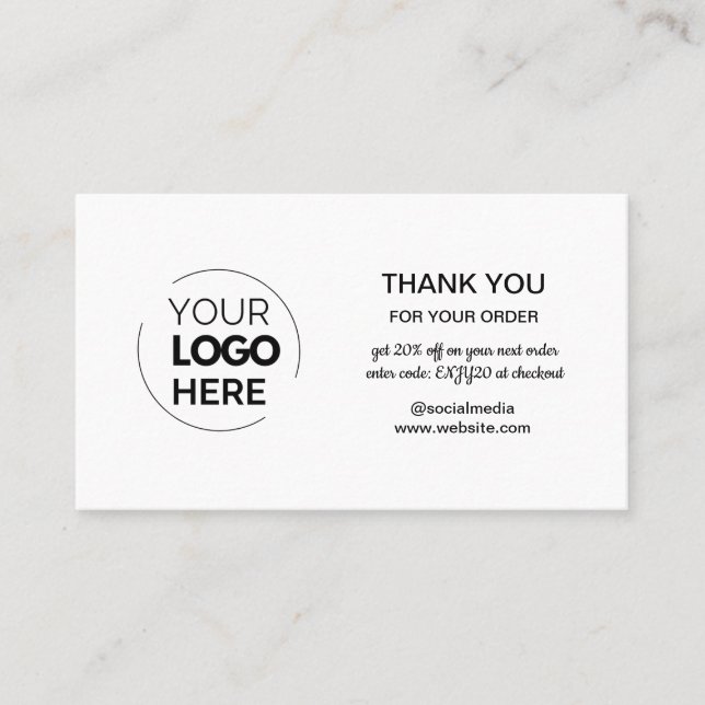 Neueste Minimalistische Logobestellung Vielen Dank Visitenkarte (Vorderseite)