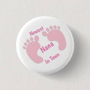 Neueste Nana in Town Pink Baby Footprint Schaltfl Button