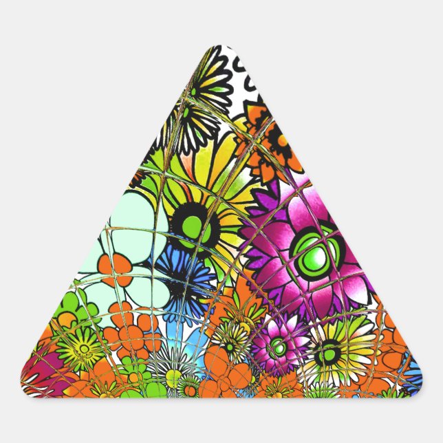 Neueste Phantastische Blumenmuster Design Kunst Dreieckiger Aufkleber (Vorderseite)