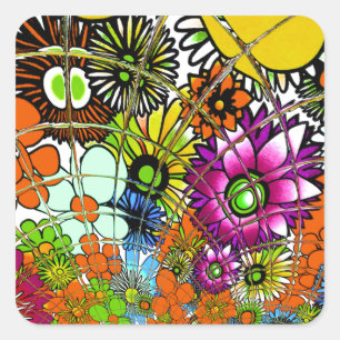 Neueste Phantastische Blumenmuster Design Kunst Quadratischer Aufkleber