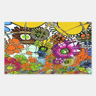 Neueste Phantastische Blumenmuster Design Kunst Rechteckiger Aufkleber