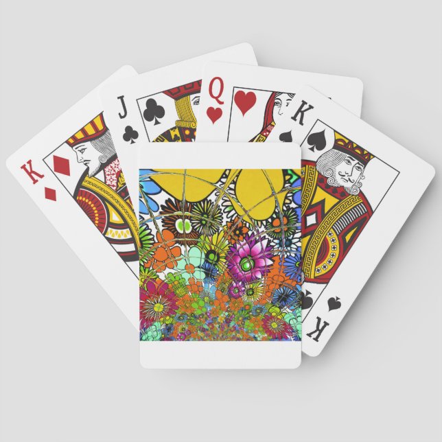 Neueste Phantastische Blumenmuster Design Kunst Spielkarten (Rückseite)