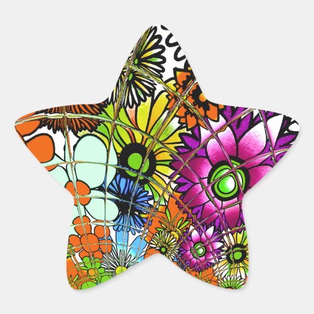 Neueste Phantastische Blumenmuster Design Kunst Stern-Aufkleber (Vorderseite)