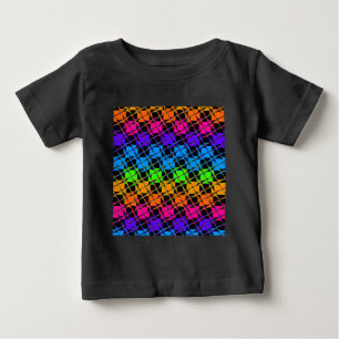 Neueste schöne Regenbogenfarben mit Schachbrettmus Baby T-shirt