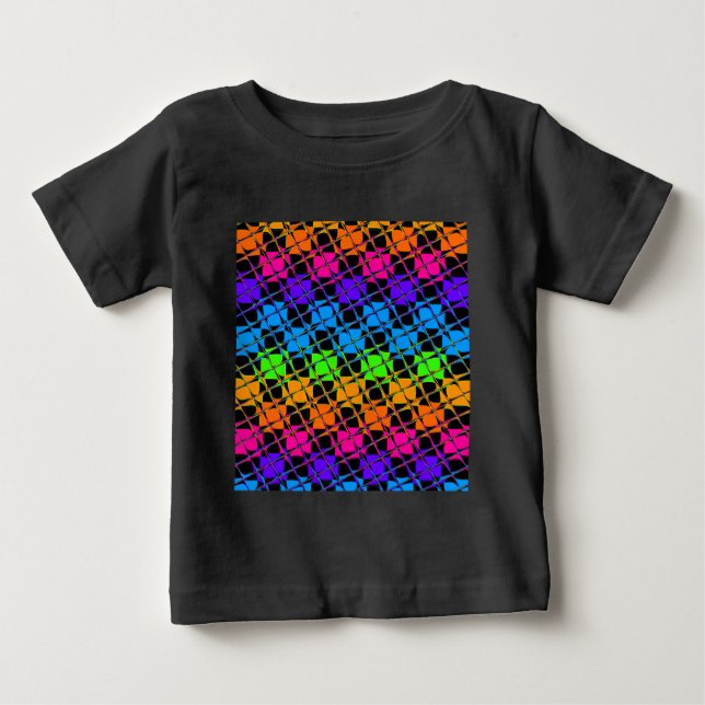 Neueste schöne Regenbogenfarben mit Schachbrettmus Baby T-shirt (Vorderseite)