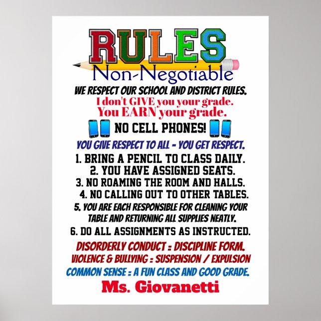 Neueste Version Lehrerposter Poster (Vorne)