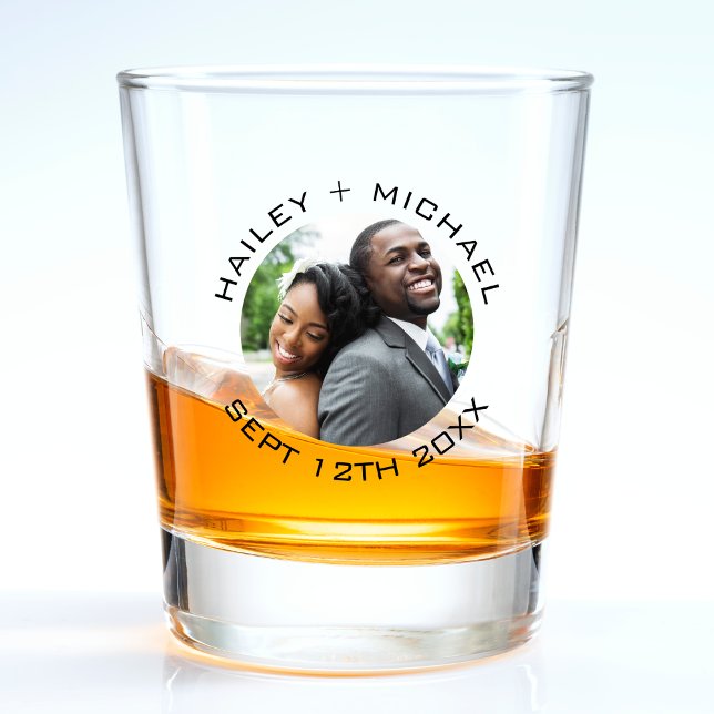 Neuestes Couple Foto Hochzeitstag Schnapsglas (wedding photo shot glass)