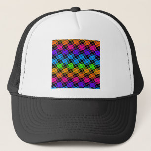 Neuestes Edgy Colorful Checkered Rainbow-Muster Truckerkappe