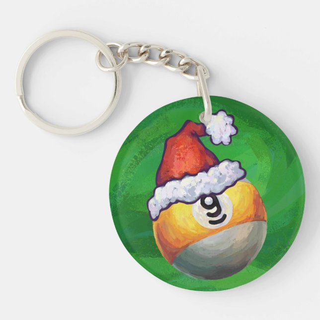 Neuf boule à Santa Hat sur Vert (Devant)