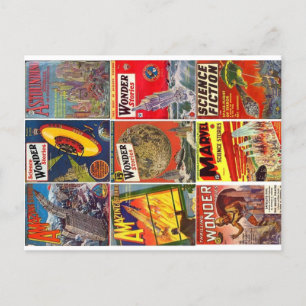 Neuf classiques Pulp Science Fiction couvre carte 