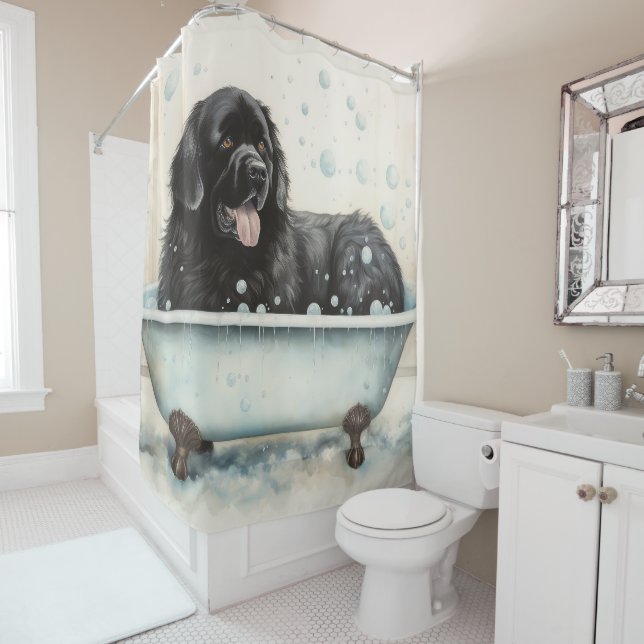 Neufundland Bathtub Wasserfarben Hunde Kunst Duschvorhang (Beispiel)